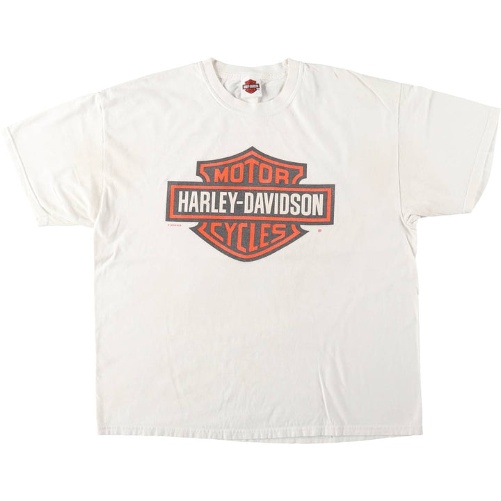 Harley-Davidson Large Logo Motorcycle T-Shirt, Men's Size XL (approx.) cotton white type Vintage Second Hand
