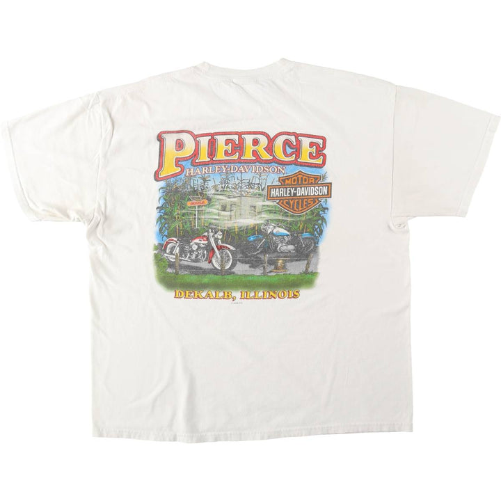 Harley-Davidson Large Logo Motorcycle T-Shirt, Men's Size XL (approx.) cotton white type Vintage Second Hand