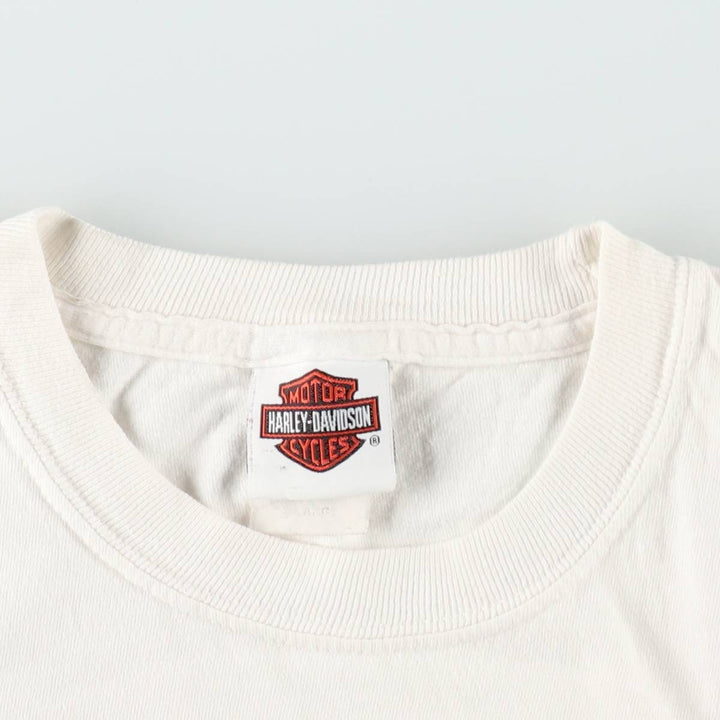 Harley-Davidson Large Logo Motorcycle T-Shirt, Men's Size XL (approx.) cotton white type Vintage Second Hand