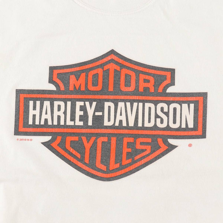 Harley-Davidson Large Logo Motorcycle T-Shirt, Men's Size XL (approx.) cotton white type Vintage Second Hand