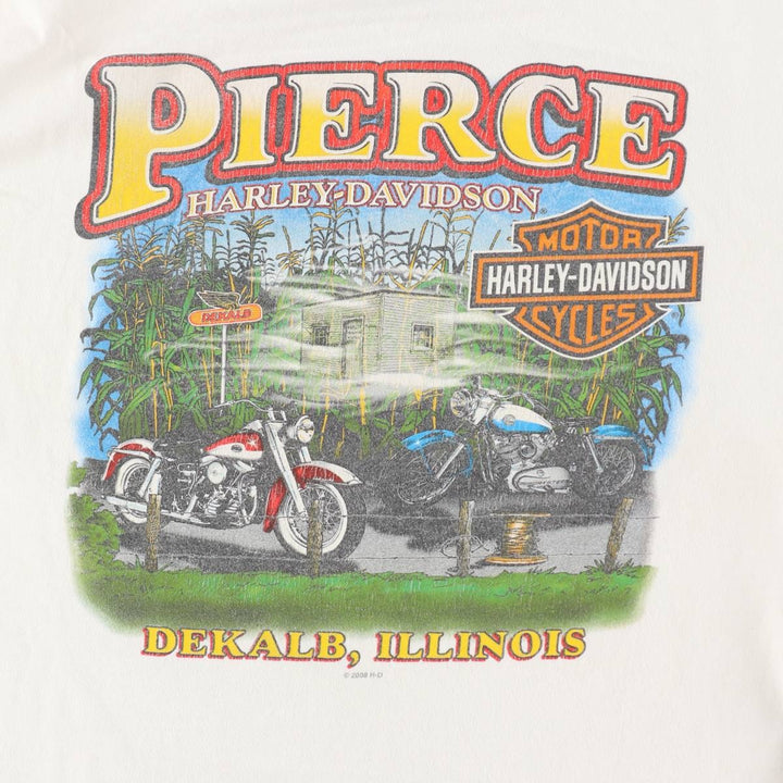 Harley-Davidson Large Logo Motorcycle T-Shirt, Men's Size XL (approx.) cotton white type Vintage Second Hand