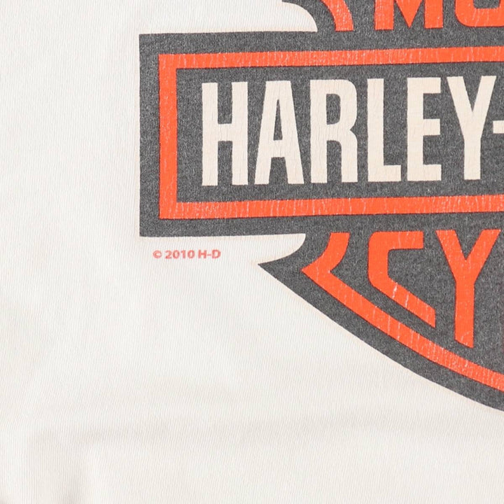 Harley-Davidson Large Logo Motorcycle T-Shirt, Men's Size XL (approx.) cotton white type Vintage Second Hand