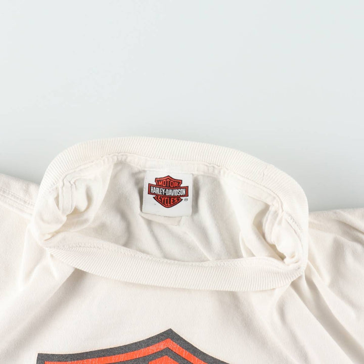 Harley-Davidson Large Logo Motorcycle T-Shirt, Men's Size XL (approx.) cotton white type Vintage Second Hand