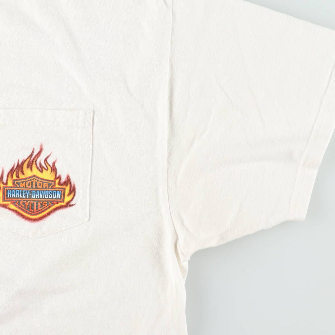 Harley-Davidson Fire Pattern Motorcycle Bike T-Shirt Men's XL cotton white type Vintage Second Hand