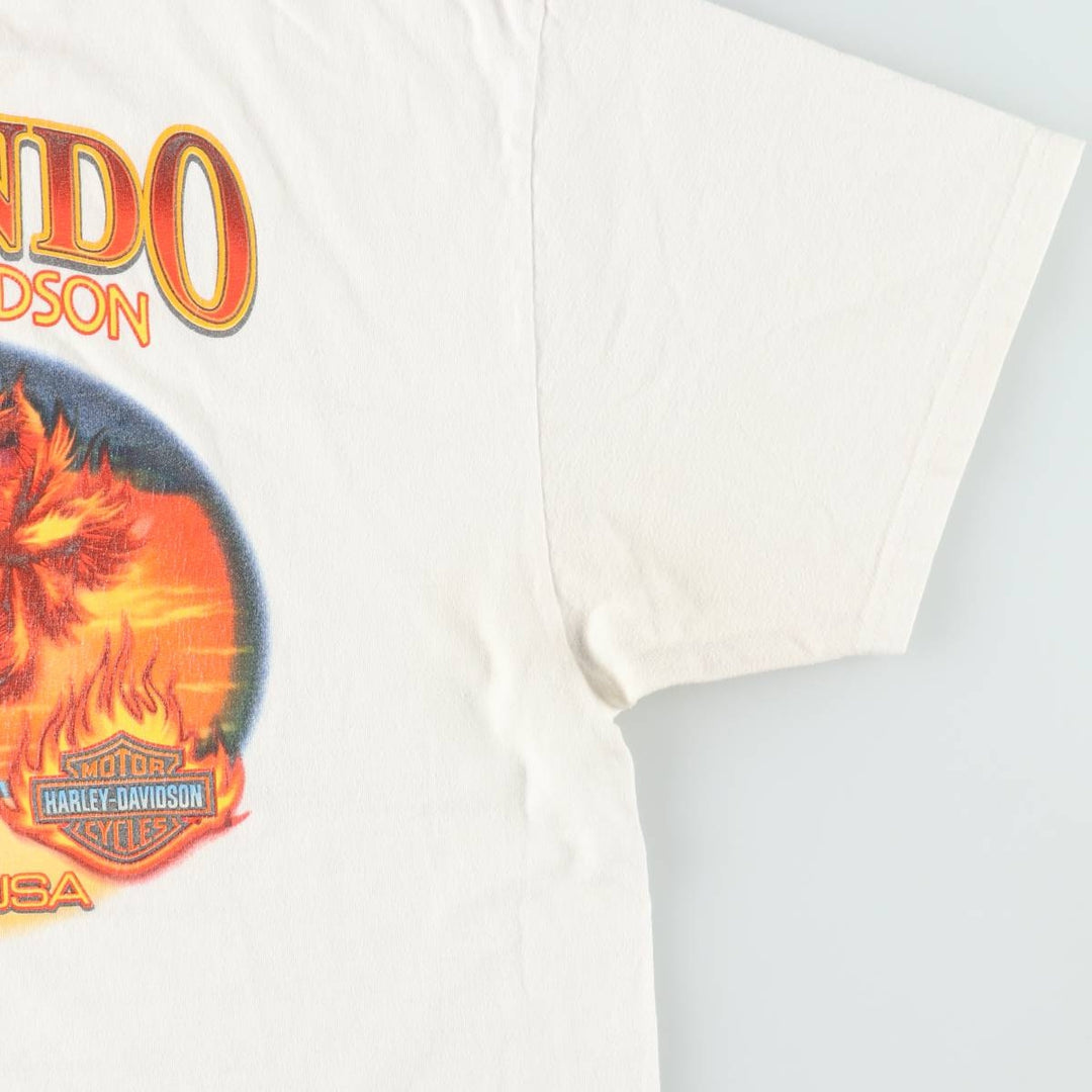 Harley-Davidson Fire Pattern Motorcycle Bike T-Shirt Men's XL cotton white type Vintage Second Hand