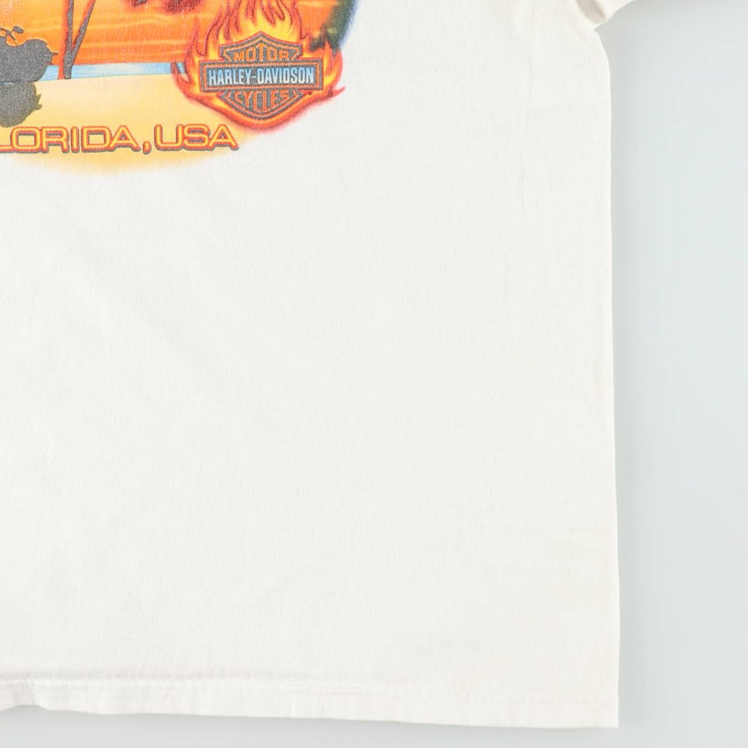 Harley-Davidson Fire Pattern Motorcycle Bike T-Shirt Men's XL cotton white type Vintage Second Hand