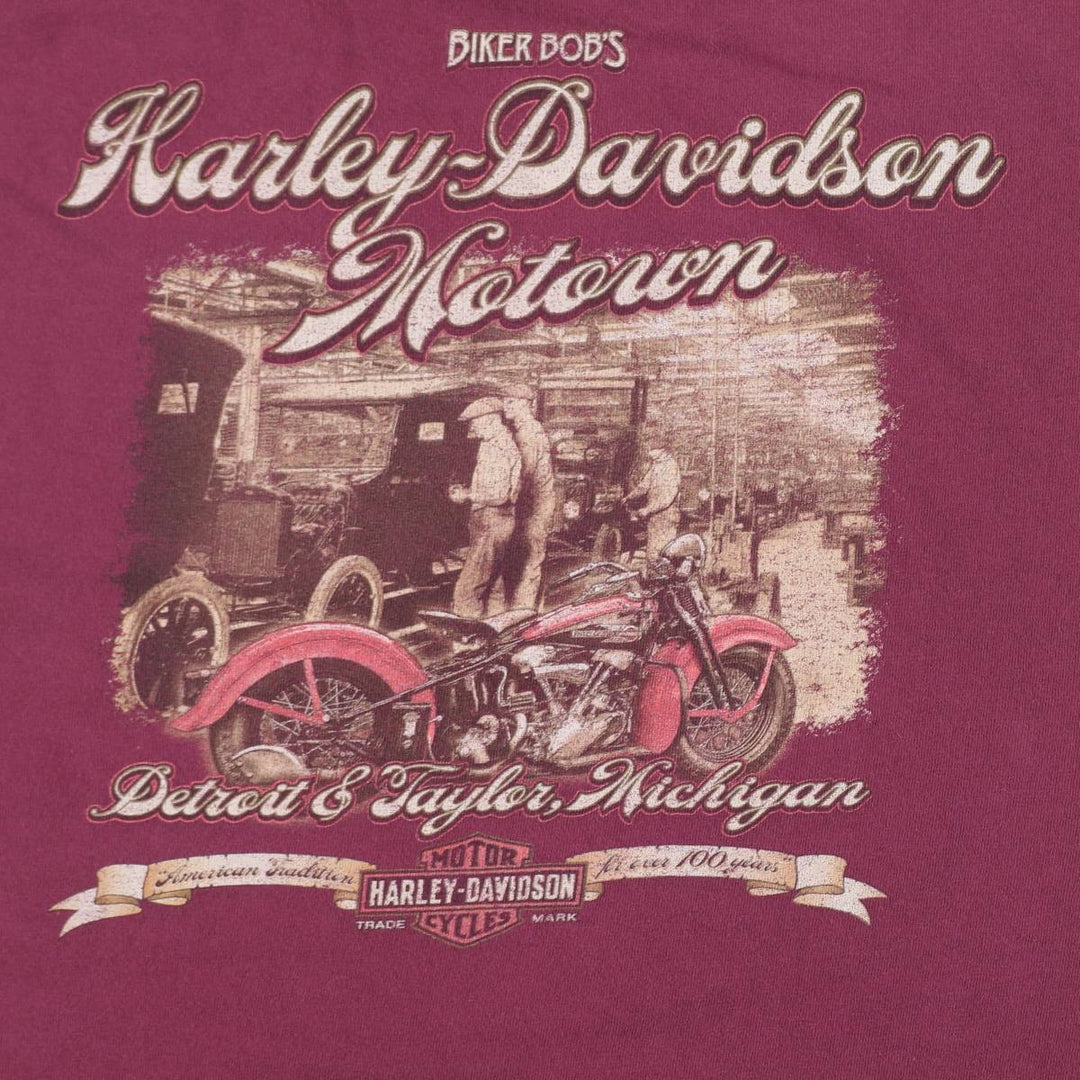 Harley-Davidson Motorcycle Bike T-shirt, Men's Size L unclear Red type red-purple Vintage Second Hand