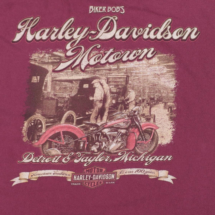 Harley-Davidson Motorcycle Bike T-shirt, Men's Size L unclear Red type red-purple Vintage Second Hand