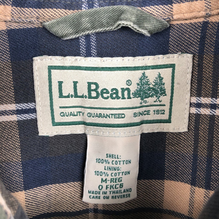 ~2000'S LLBean Long-Sleeve Cotton Shirt, Men's Size M (approx.) cotton Khaki type Vintage Second Hand