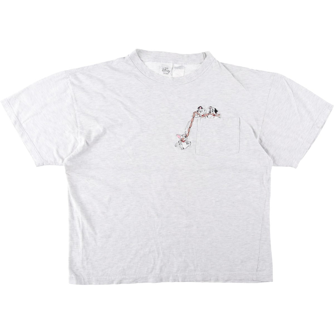 Disney THE DISNEY STORE 101 Dalmatians Character Print T-Shirt (Men's XL equivalent) unclear white type Vintage Second Hand
