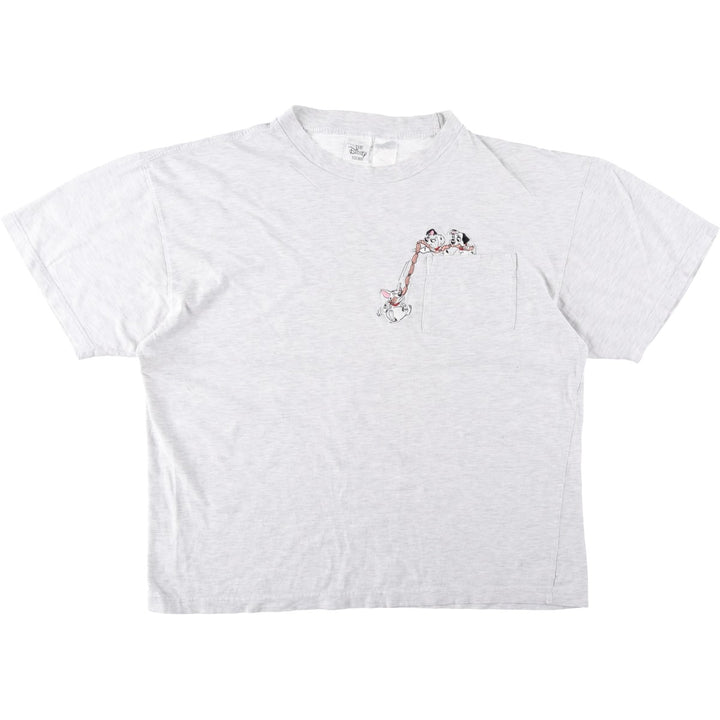 Disney THE DISNEY STORE 101 Dalmatians Character Print T-Shirt (Men's XL equivalent) unclear white type Vintage Second Hand