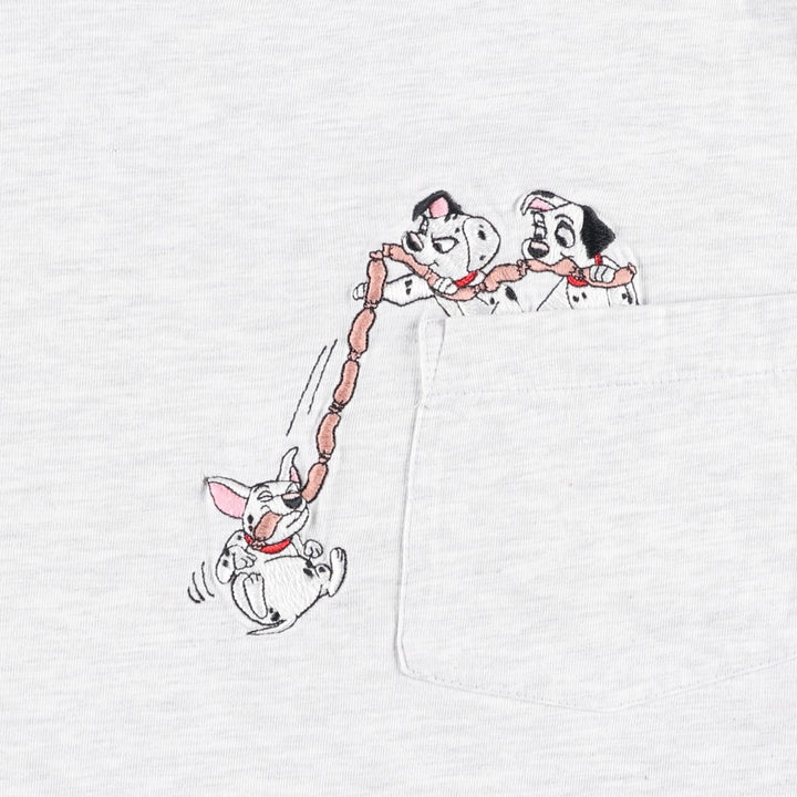Disney THE DISNEY STORE 101 Dalmatians Character Print T-Shirt (Men's XL equivalent) unclear white type Vintage Second Hand
