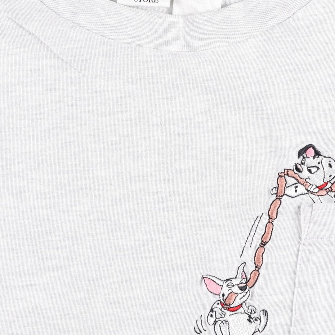 Disney THE DISNEY STORE 101 Dalmatians Character Print T-Shirt (Men's XL equivalent) unclear white type Vintage Second Hand