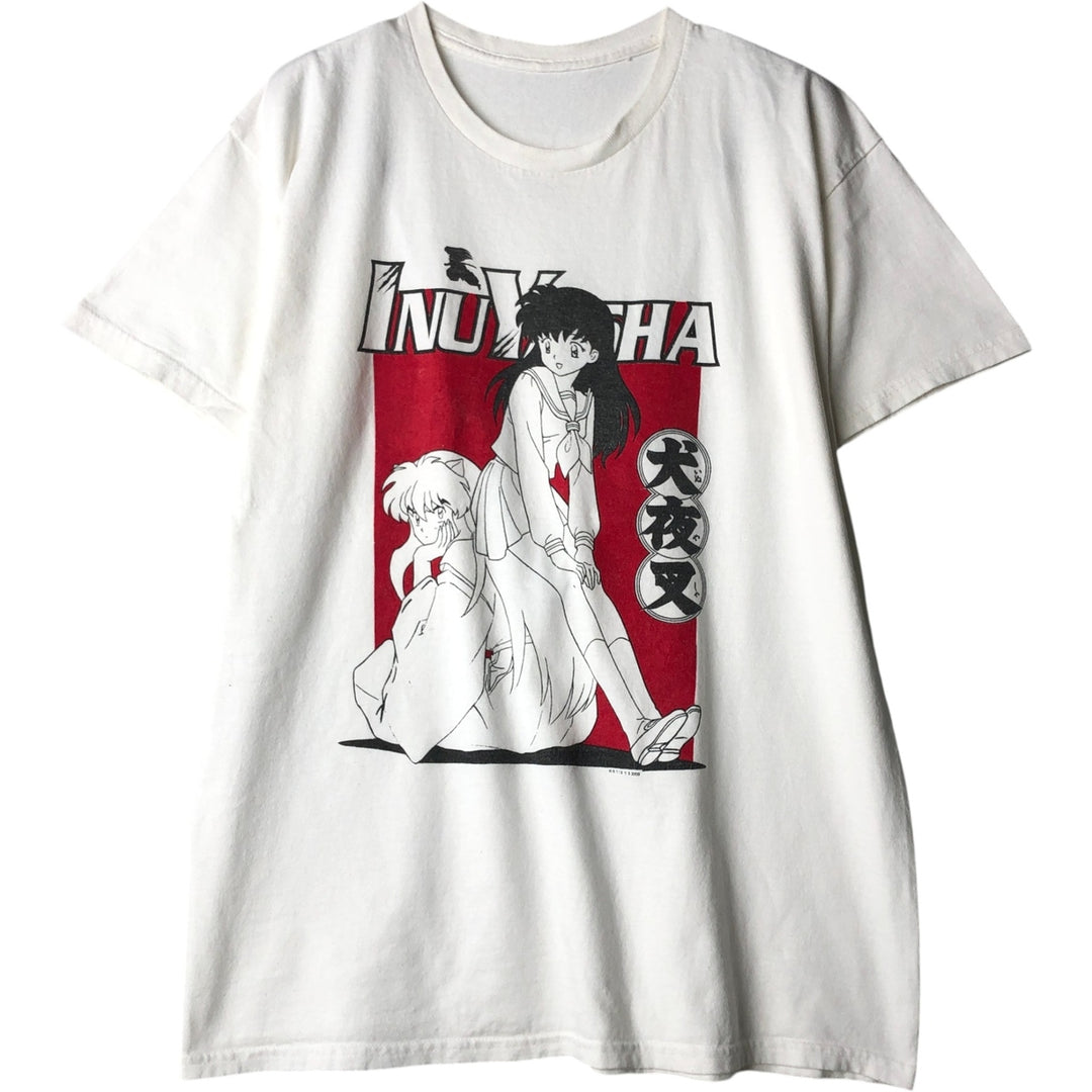 2000'S INUYASHA Anime Character Print T-Shirt, Men's Size M unclear white type Vintage Second Hand