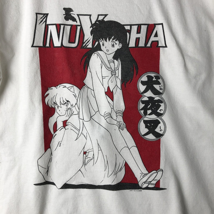 2000'S INUYASHA Anime Character Print T-Shirt, Men's Size M unclear white type Vintage Second Hand