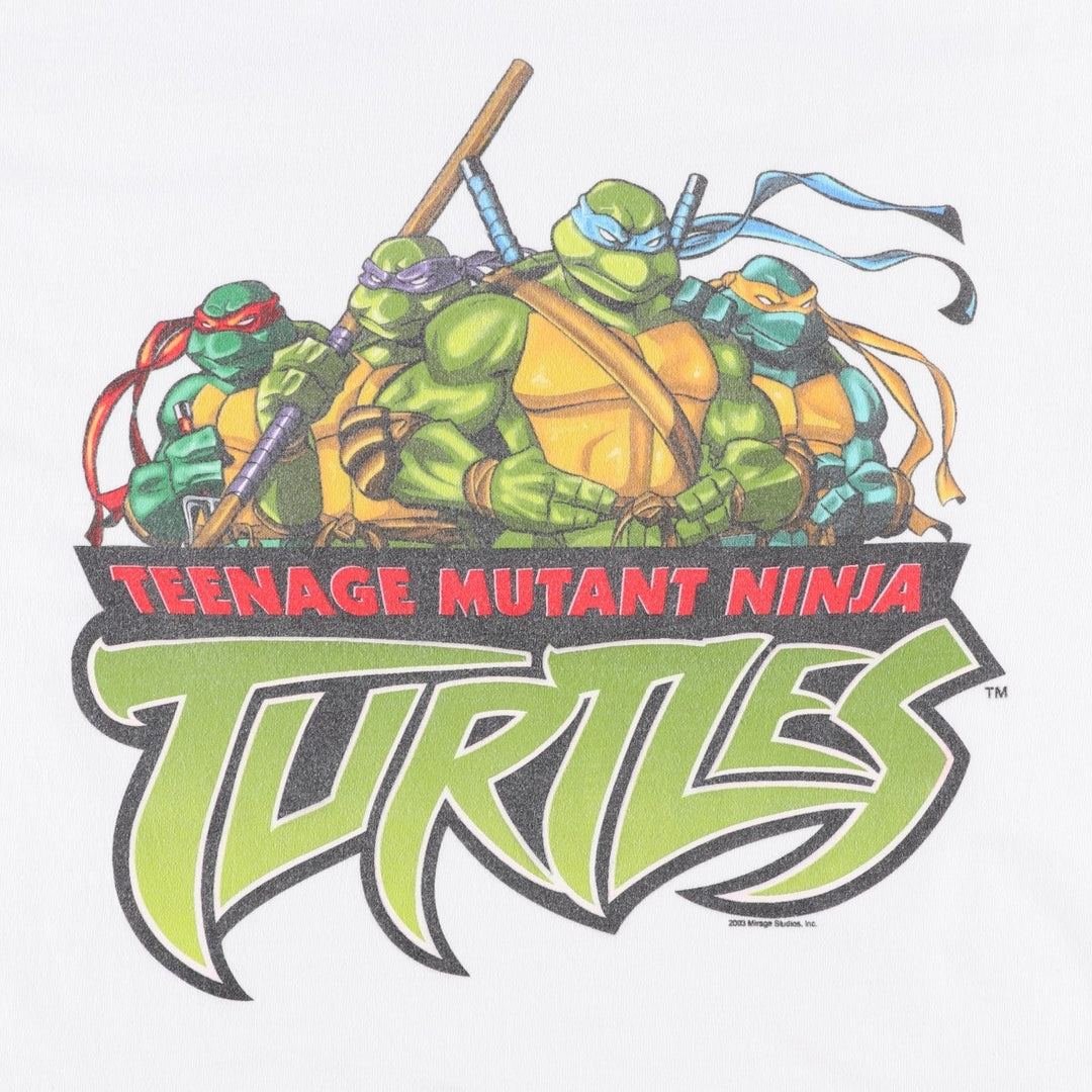 Teenage Mutant Ninja Turtles Character Print T-Shirt (Men's XL equivalent) unclear white type Vintage Second Hand