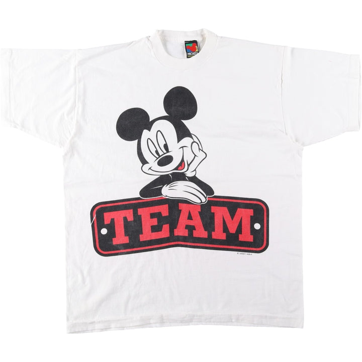 90'S Mickey Unlimited MICKEY MOUSE Character Print T-Shirt, Made in USA, Men's XL equivalent, Vintage cotton white type Vintage Second Hand