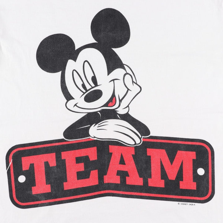 90'S Mickey Unlimited MICKEY MOUSE Character Print T-Shirt, Made in USA, Men's XL equivalent, Vintage cotton white type Vintage Second Hand