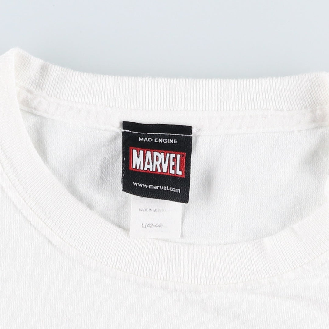 Marvel character print T-shirt, men's size L (approx.) cotton white type Vintage Second Hand