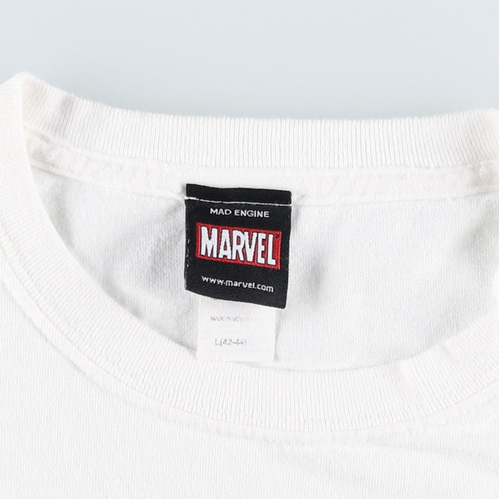 Marvel character print T-shirt, men's size L (approx.) cotton white type Vintage Second Hand