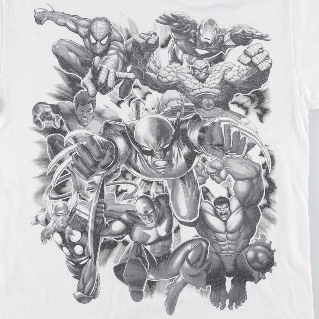Marvel character print T-shirt, men's size L (approx.) cotton white type Vintage Second Hand