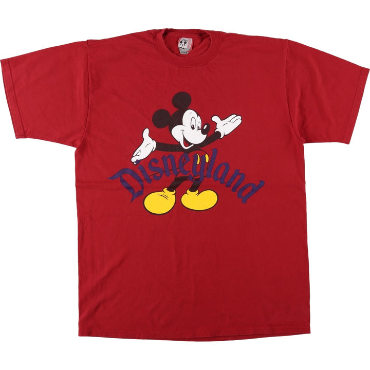 90'S Disney DESIGNS MICKEY MOUSE character print T-shirt, Made in USA, Men's XL equivalent, Vintage cotton red type Vintage Second Hand