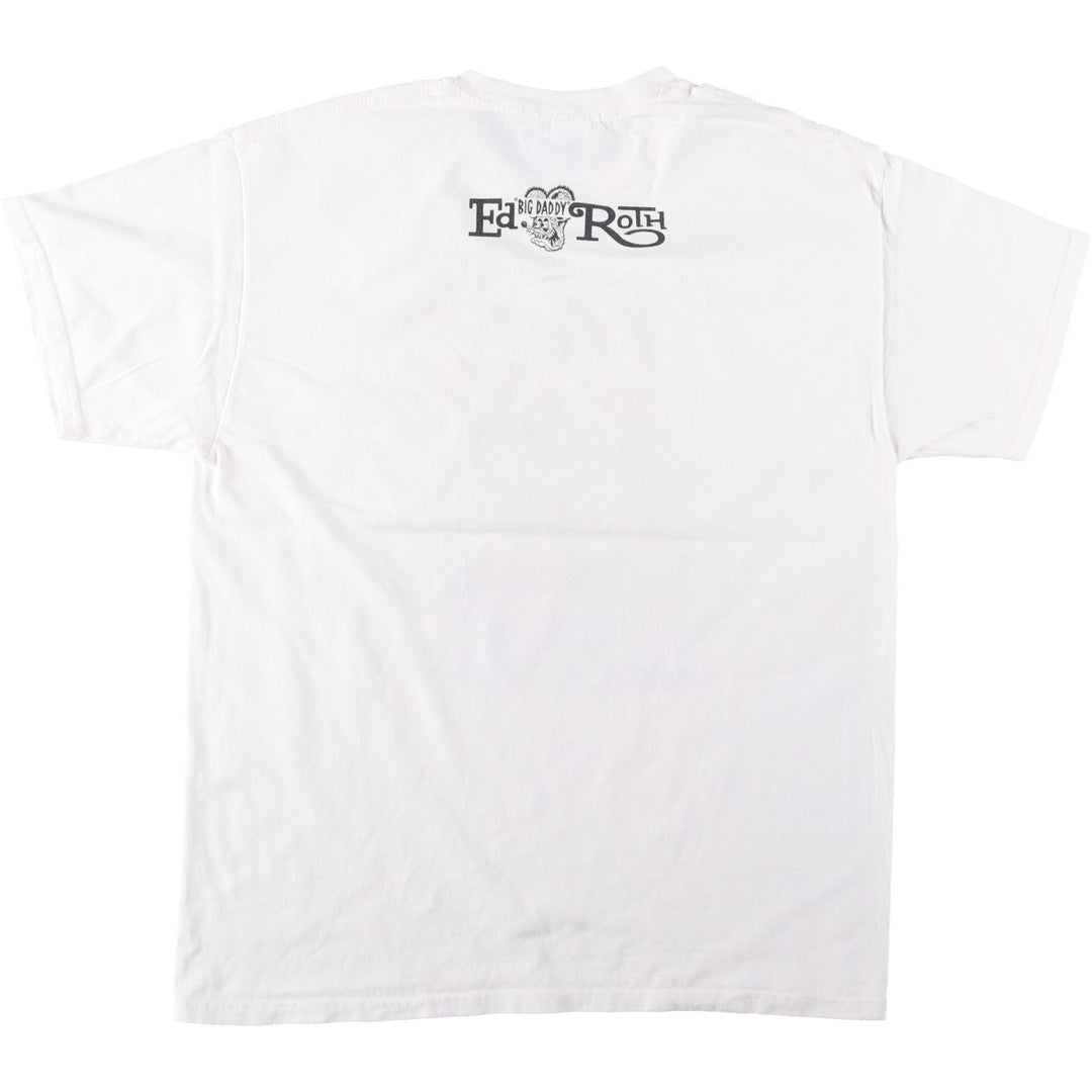 Gildan Rat Fink character print T-shirt, men's size L (approx.) cotton white type Vintage Second Hand