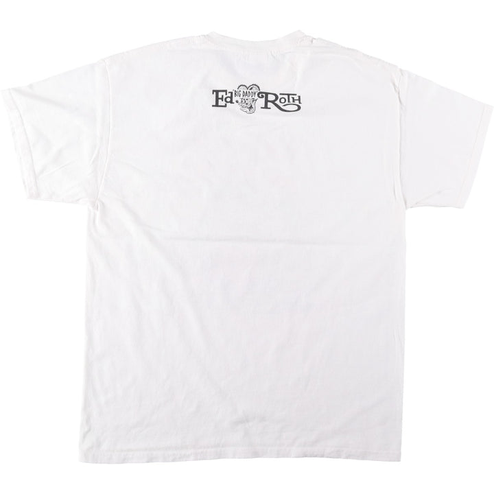 Gildan Rat Fink character print T-shirt, men's size L (approx.) cotton white type Vintage Second Hand
