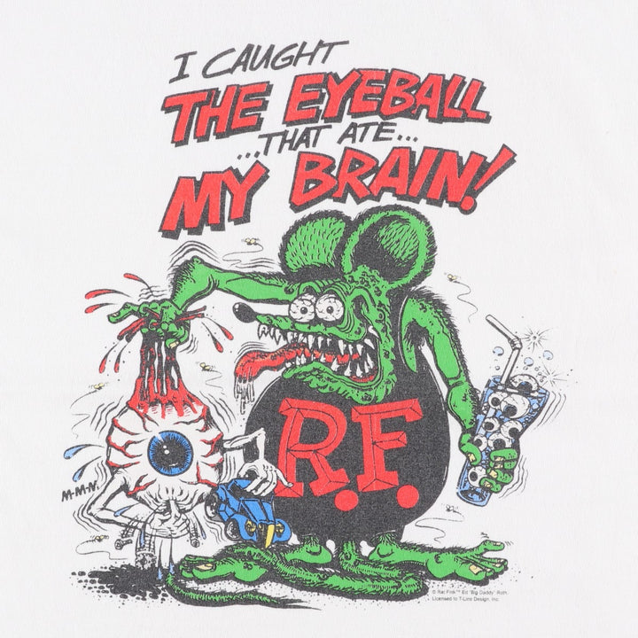 Gildan Rat Fink character print T-shirt, men's size L (approx.) cotton white type Vintage Second Hand