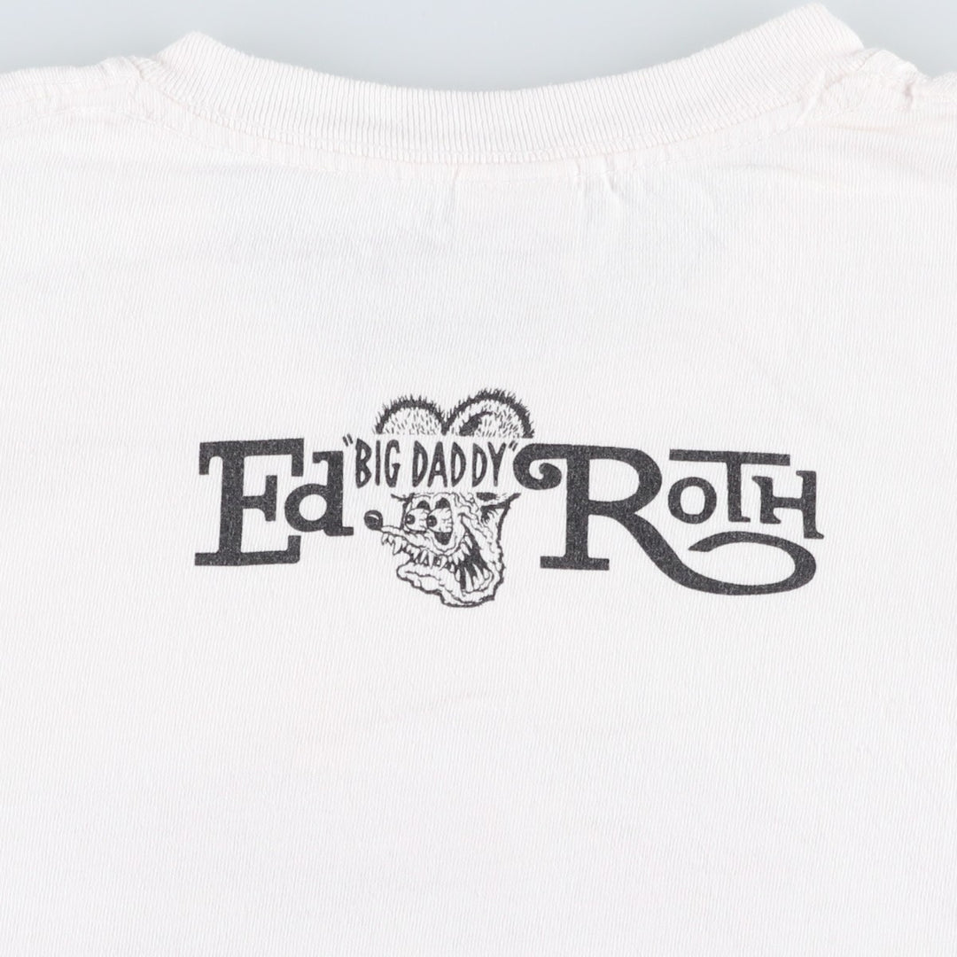 Gildan Rat Fink character print T-shirt, men's size L (approx.) cotton white type Vintage Second Hand