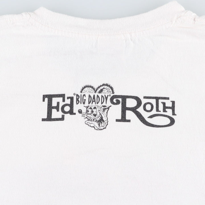 Gildan Rat Fink character print T-shirt, men's size L (approx.) cotton white type Vintage Second Hand