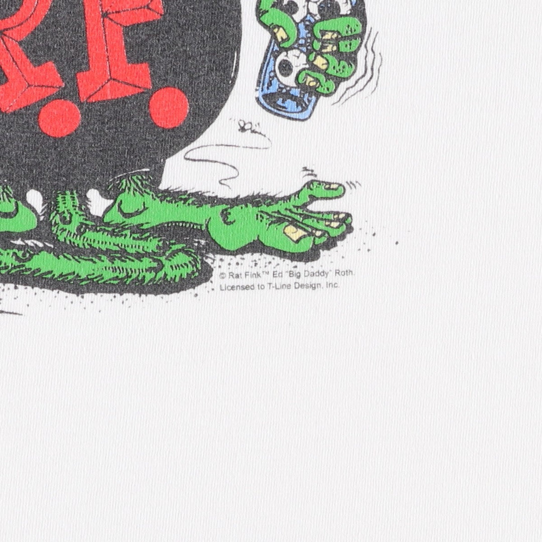 Gildan Rat Fink character print T-shirt, men's size L (approx.) cotton white type Vintage Second Hand