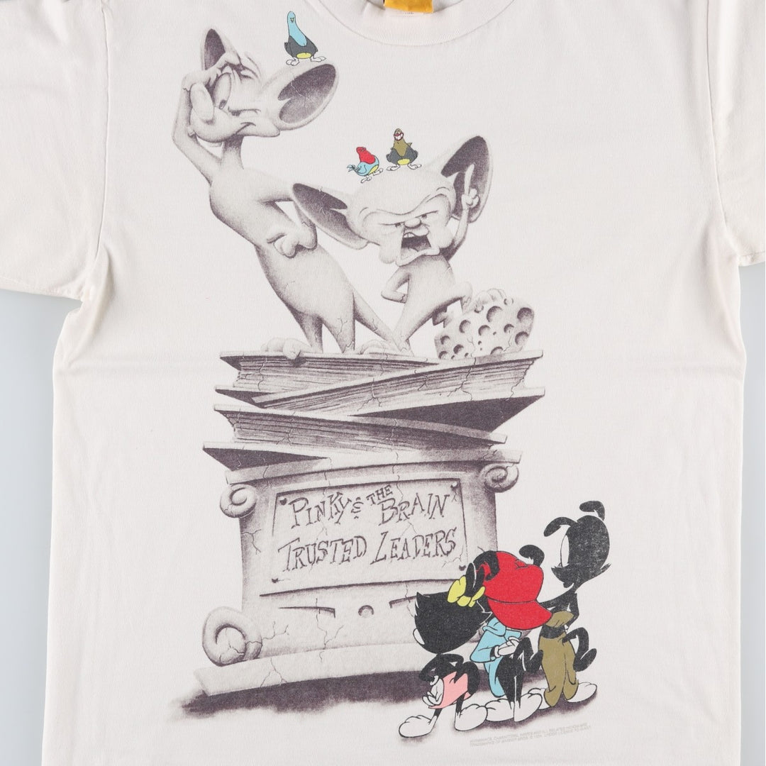 90'S ANIMANIACS Character Print T-Shirt, Made in USA, Men's Size L (Equivalent), Vintage cotton white type Vintage Second Hand