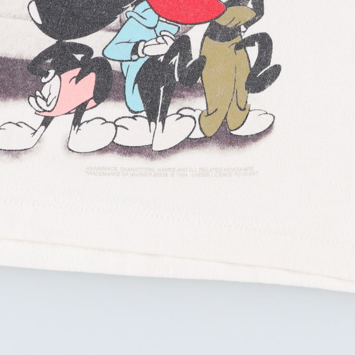 90'S ANIMANIACS Character Print T-Shirt, Made in USA, Men's Size L (Equivalent), Vintage cotton white type Vintage Second Hand