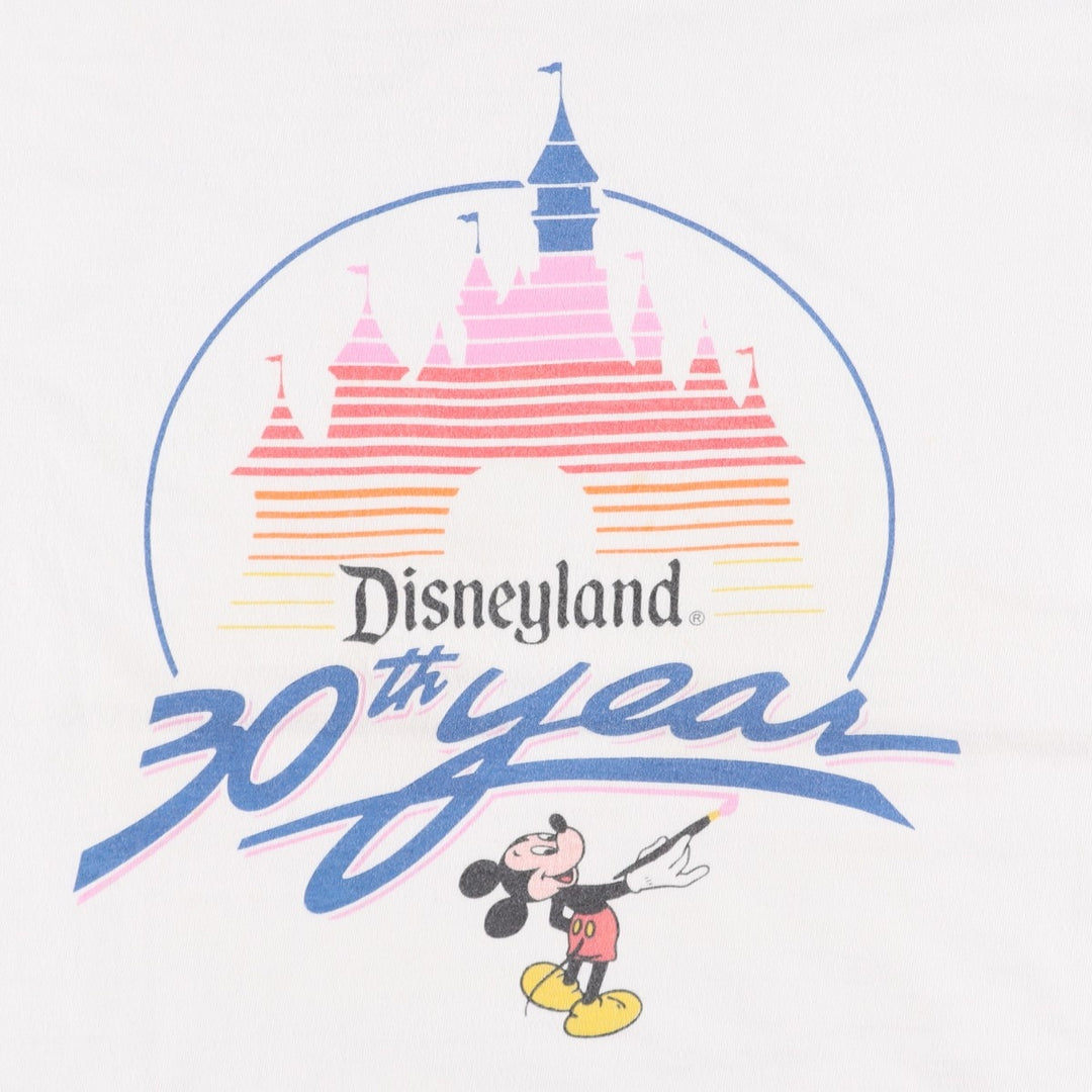 80'S Disney MICKEY MOUSE character print T-shirt, Made in USA, Men's XL equivalent, Vintage cotton white type Vintage Second Hand