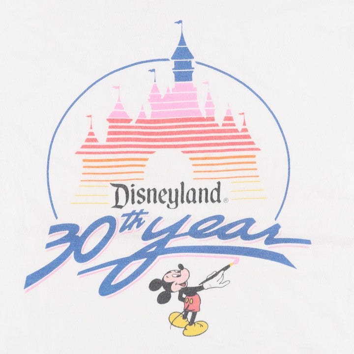 80'S Disney MICKEY MOUSE character print T-shirt, Made in USA, Men's XL equivalent, Vintage cotton white type Vintage Second Hand