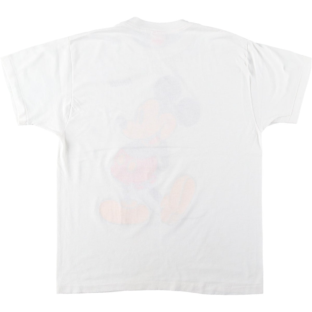 90'S Royal First Class Mickey Mouse Character Print T-Shirt, Made in USA, Men's Size L (Equivalent), Vintage cotton white type Vintage Second Hand