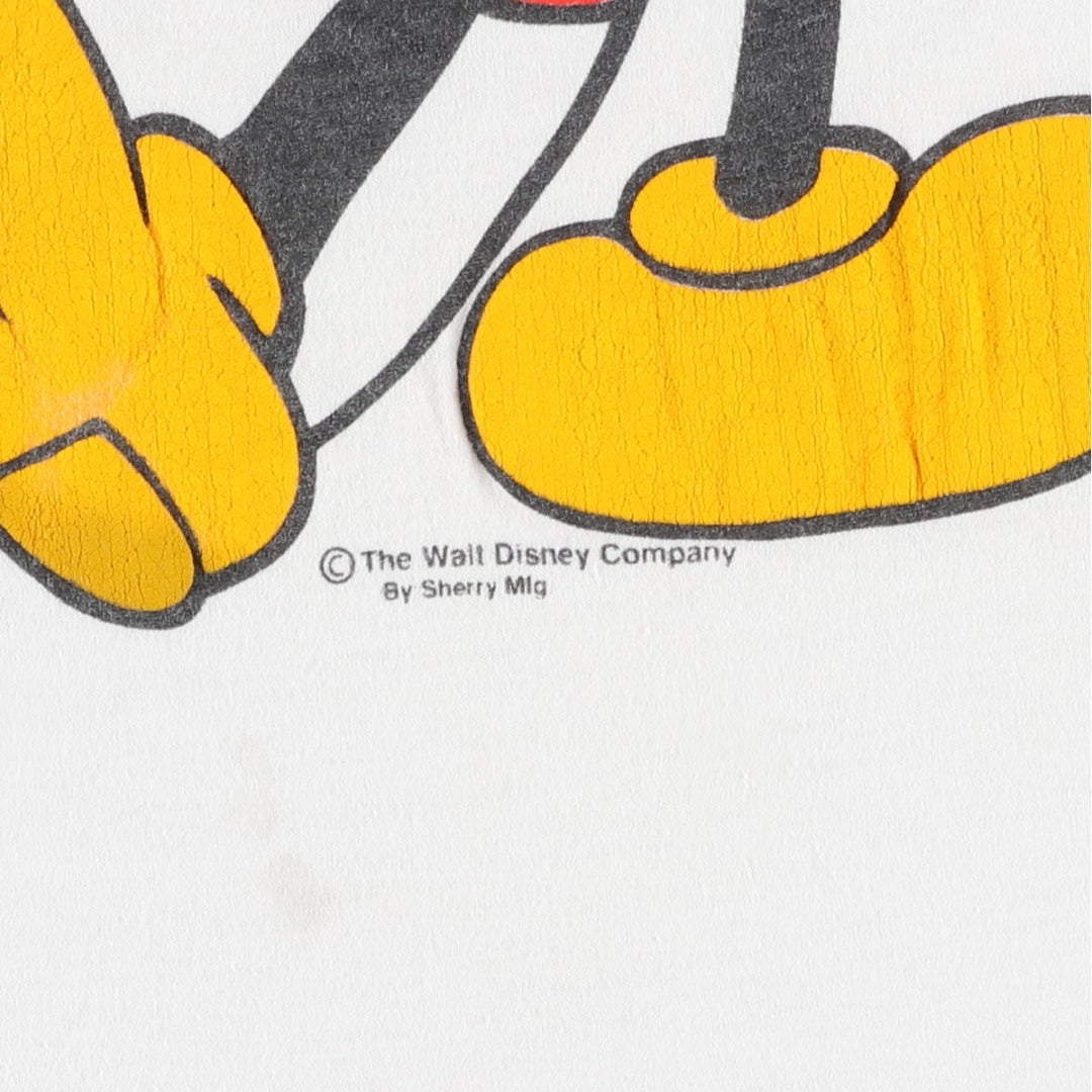 90'S Royal First Class Mickey Mouse Character Print T-Shirt, Made in USA, Men's Size L (Equivalent), Vintage cotton white type Vintage Second Hand