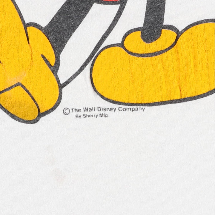 90'S Royal First Class Mickey Mouse Character Print T-Shirt, Made in USA, Men's Size L (Equivalent), Vintage cotton white type Vintage Second Hand