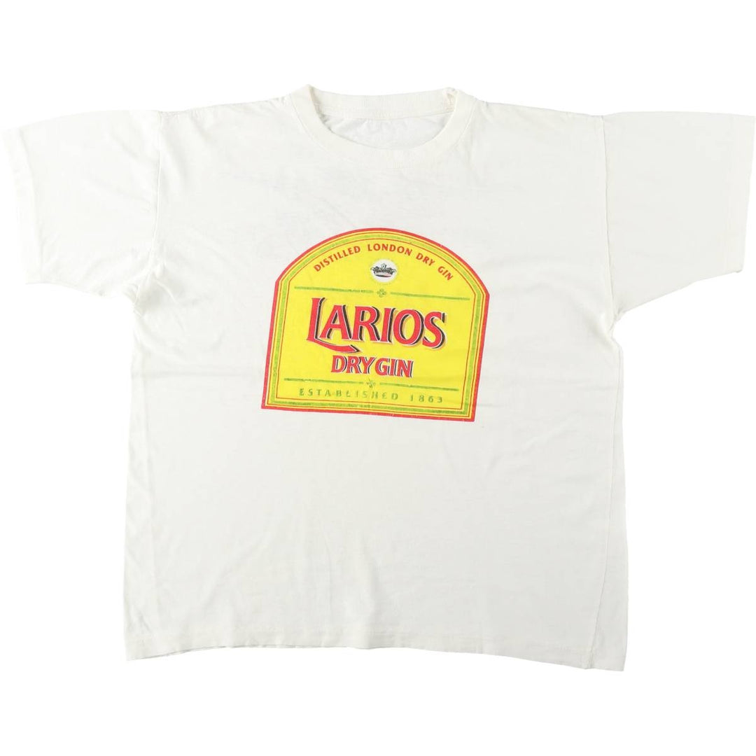 LARIOS Advertising T-shirt, Men's Size M (approx.), Vintage unclear white type Vintage Second Hand