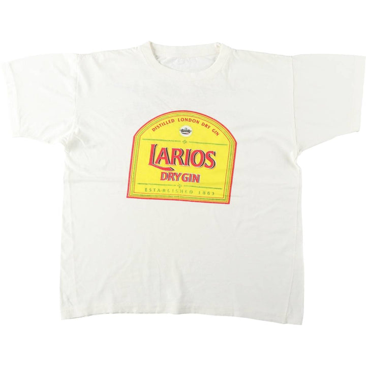 LARIOS Advertising T-shirt, Men's Size M (approx.), Vintage unclear white type Vintage Second Hand