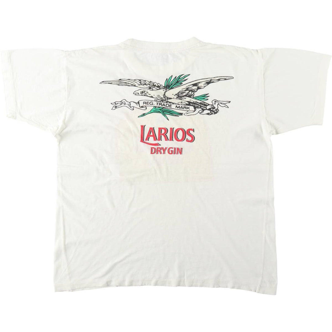 LARIOS Advertising T-shirt, Men's Size M (approx.), Vintage unclear white type Vintage Second Hand