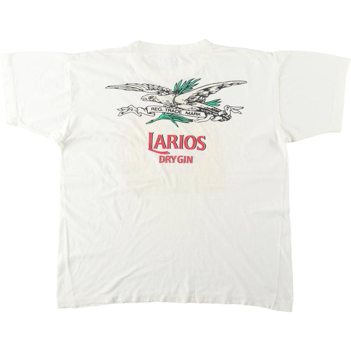 LARIOS Advertising T-shirt, Men's Size M (approx.), Vintage unclear white type Vintage Second Hand