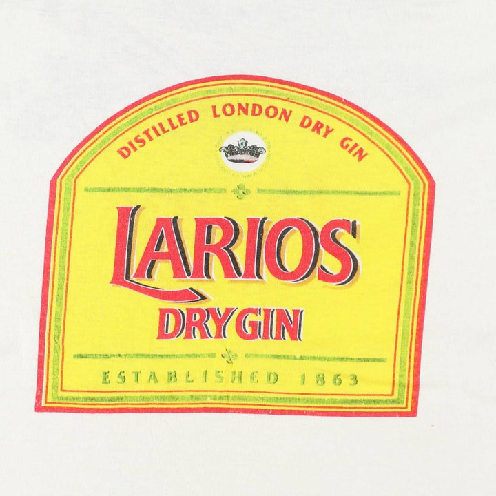 LARIOS Advertising T-shirt, Men's Size M (approx.), Vintage unclear white type Vintage Second Hand