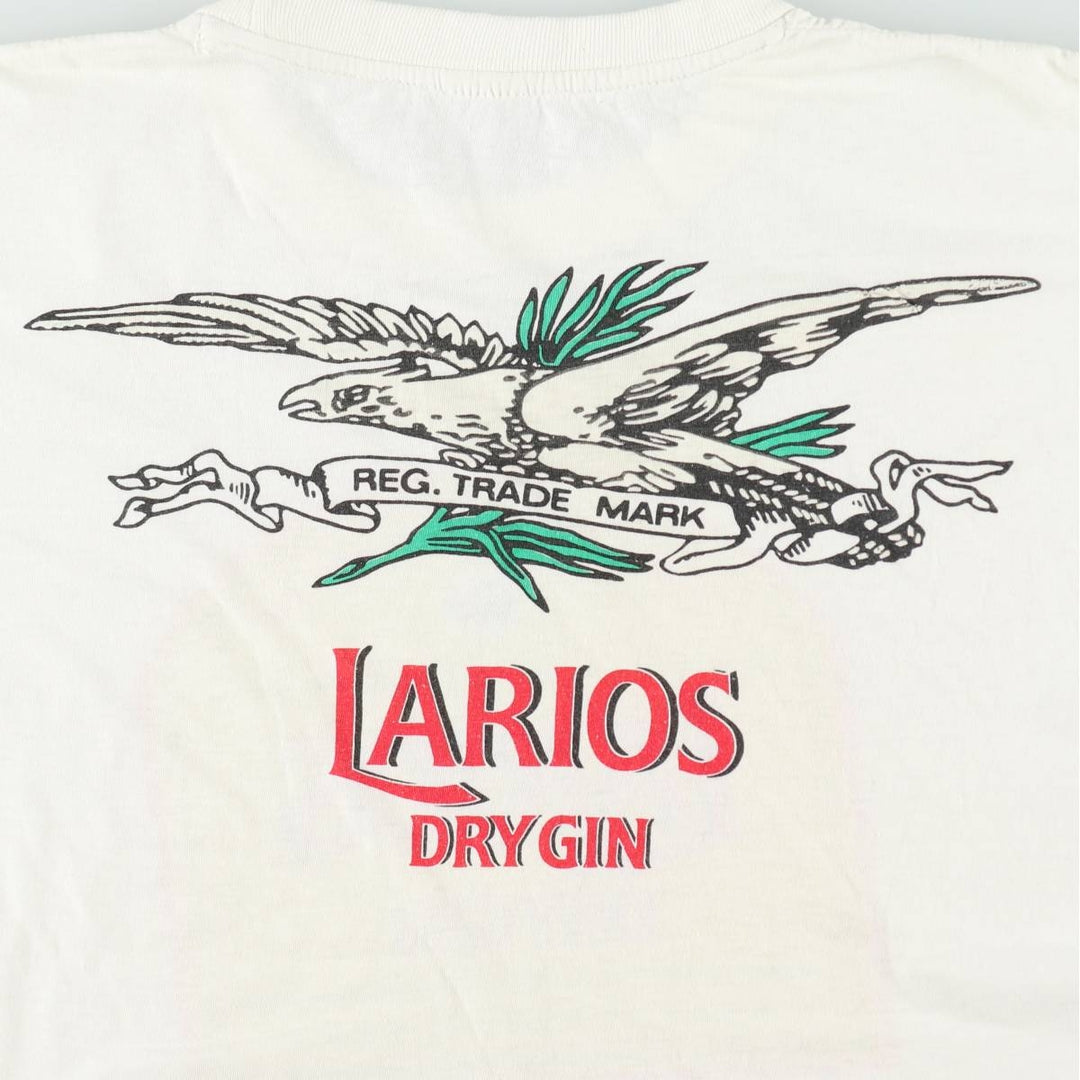 LARIOS Advertising T-shirt, Men's Size M (approx.), Vintage unclear white type Vintage Second Hand