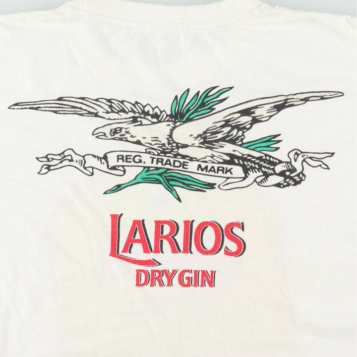 LARIOS Advertising T-shirt, Men's Size M (approx.), Vintage unclear white type Vintage Second Hand