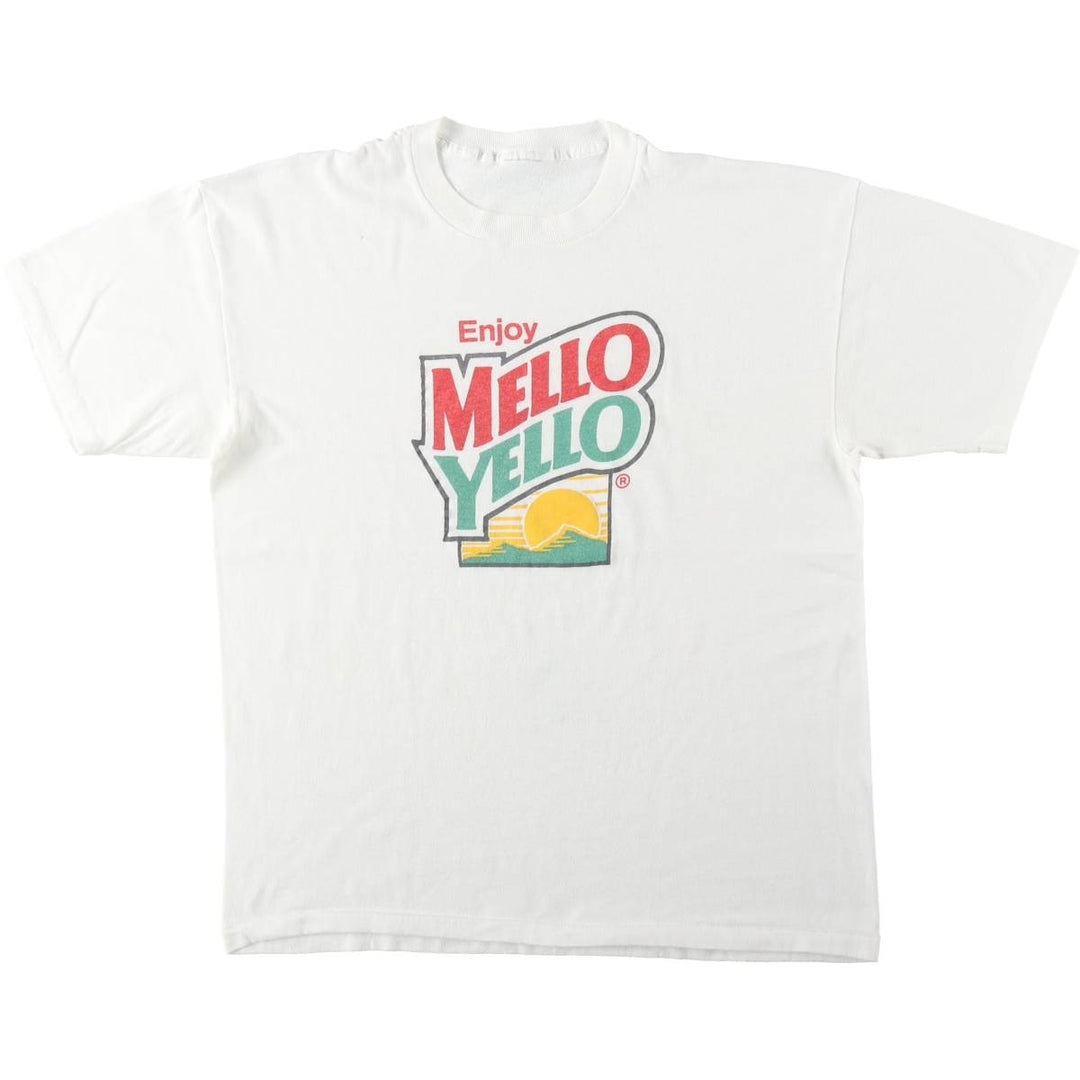 ~90'S MELLO YELLO Advertising T-shirt, Men's Size M (approx.), Vintage unclear white type Vintage Second Hand