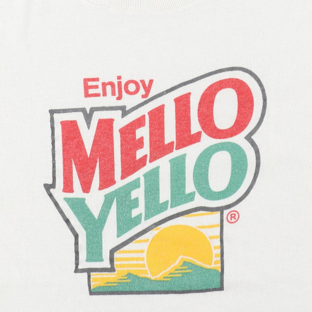 ~90'S MELLO YELLO Advertising T-shirt, Men's Size M (approx.), Vintage unclear white type Vintage Second Hand