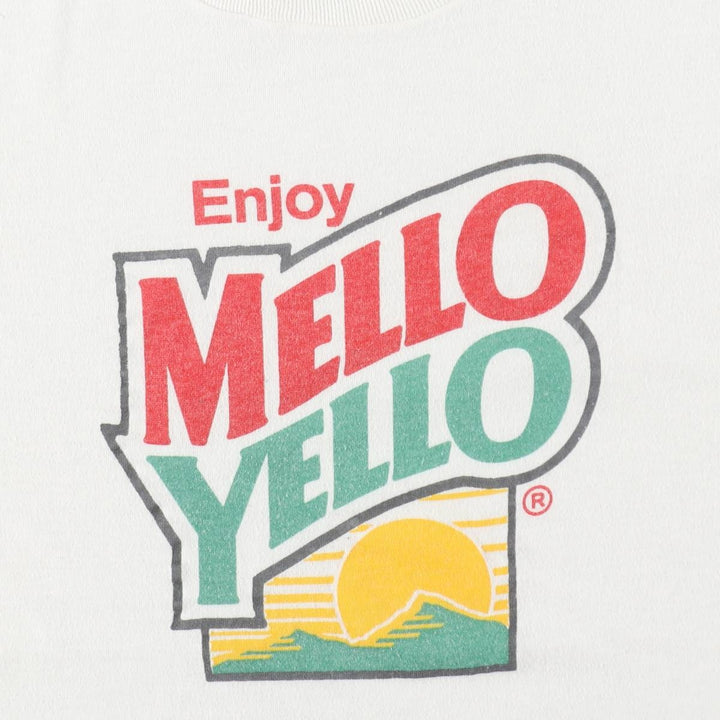 ~90'S MELLO YELLO Advertising T-shirt, Men's Size M (approx.), Vintage unclear white type Vintage Second Hand