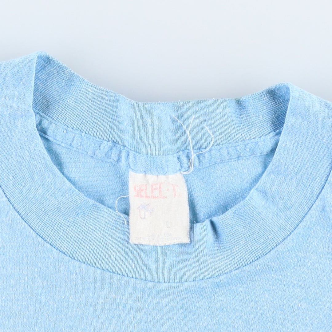 80'S SELEC-T BUDWEISER Advertising T-Shirt, Made in USA, Men's Size L (Equivalent), Vintage polyester Blue type light blue Vintage Second Hand
